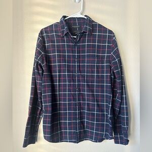 Banana Republic Navy and Red Plaid Men's Shirt